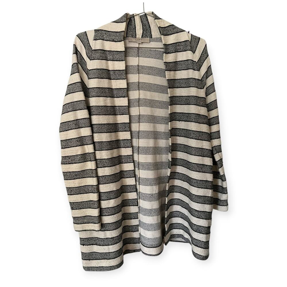 Ann Taylor Open Cardigan | Sz S | Gray and White | euc